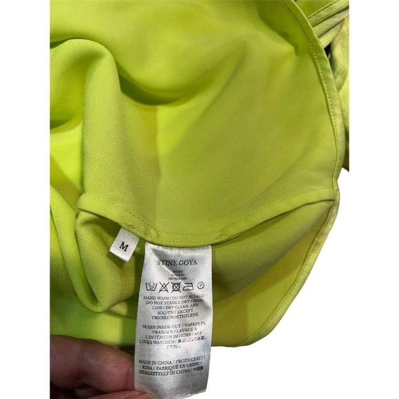 Stine Goya Rosario Tie Strap Satin Dress Yuzu Green Women's M - Picture 7 of 7